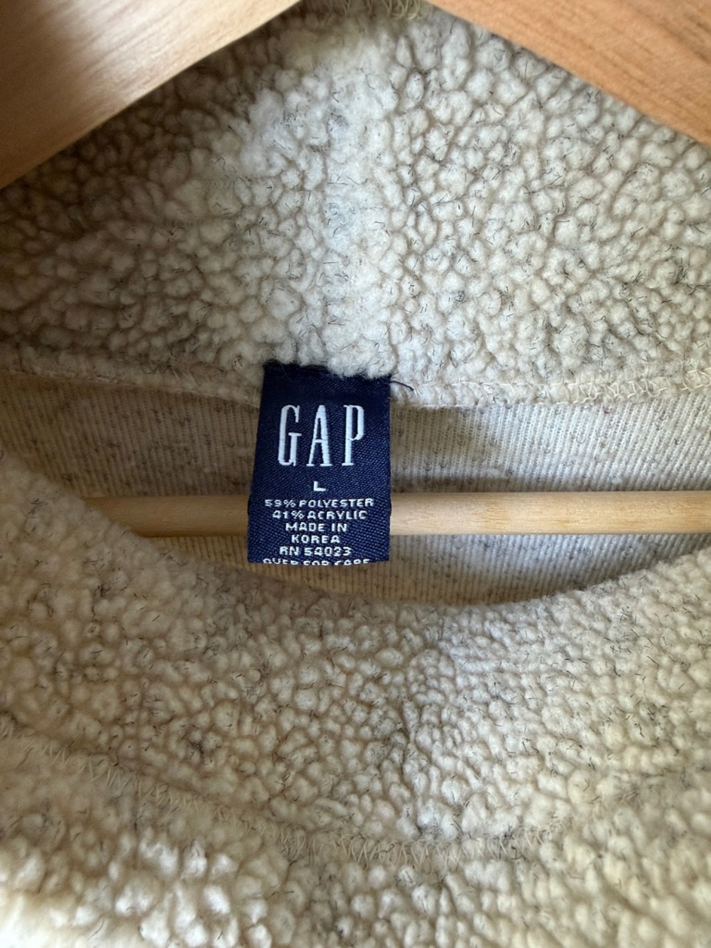 GAP Taupe Sherpa Turtleneck Pullover with Drawstring - Picture 2 of 3